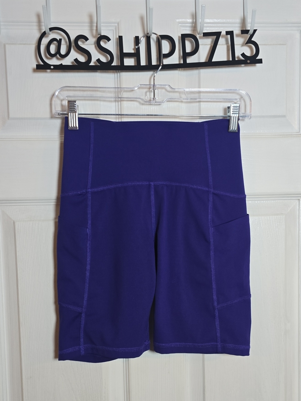 XERSION S Small High-Waist Purple Women's Athletic Shorts with Side Pockets